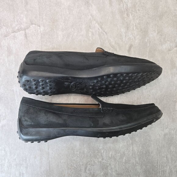 Tods Driving Loafers 9.5 Black Leather Preppy Career Slip On Dress Pointed Shoes - Picture 5 of 11